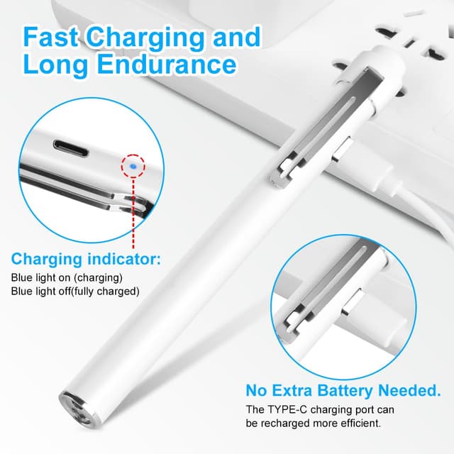 Detalle de flintronic Pupillenleuchte Medizin – USB-wiederaufladbare LED-Stiftlampe mit Pupillenmessgerät