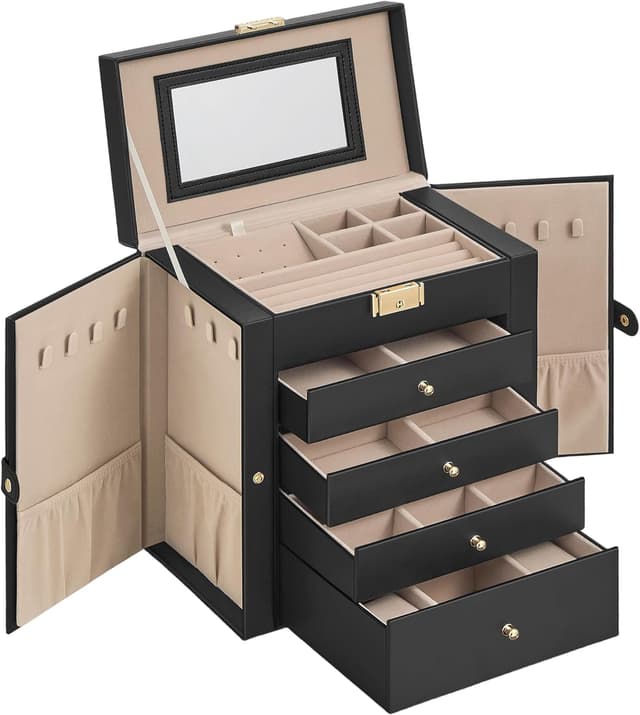 Detalle de SONGMICS joyero de 5 niveles con cerradura