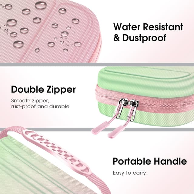 Detalle de FINTIE Tasche für Nintendo Switch 2 (2025) – EVA-Hülle mit Kartenhaltern, Netztasche und Rundum-Reißverschluss (Rosa Grün)