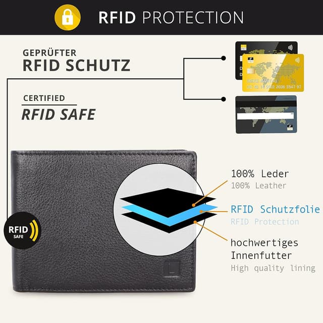 Detalle 2 de Lederow Herren-Geldbörse aus Leder, Schwarz 12