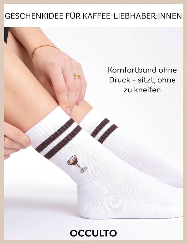 Detalle de Occulto Summer Tennissocken im Motiv-Design (3er Pack) für Damen & Herren