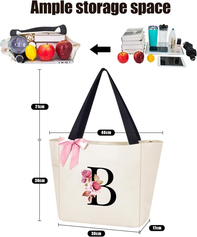 Detalle de Vavabox A–Z Initial Personalised Tote Bag with Waterproof Lining