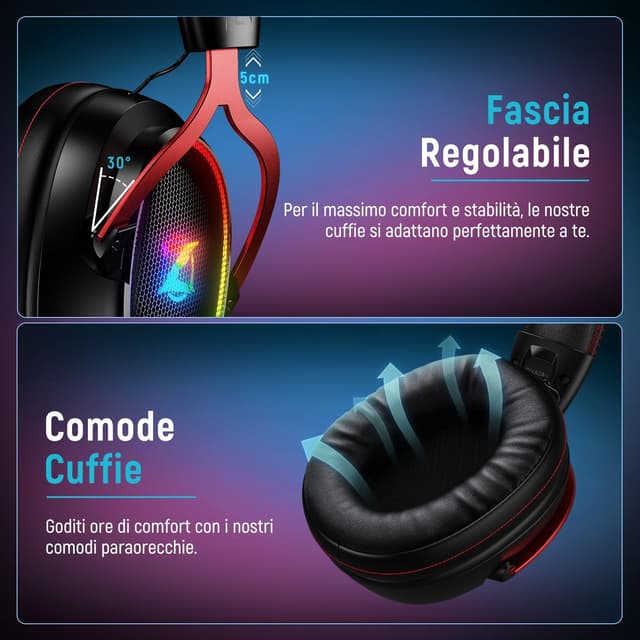 Thumbnail 6 de Ozeino Cuffie Gaming Wireless 40+ ore