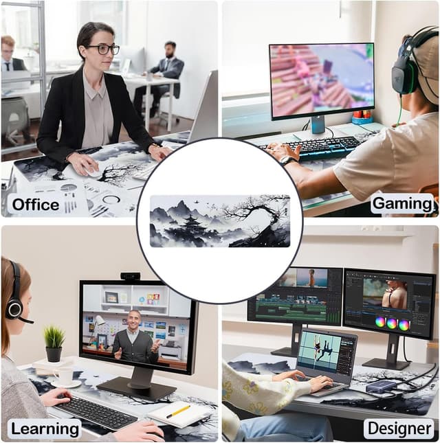 Thumbnail 6 de Zindoo Mouse Pad Large Desk Mat (900x400mm) – XXL stitched edges, non-slip rubber base