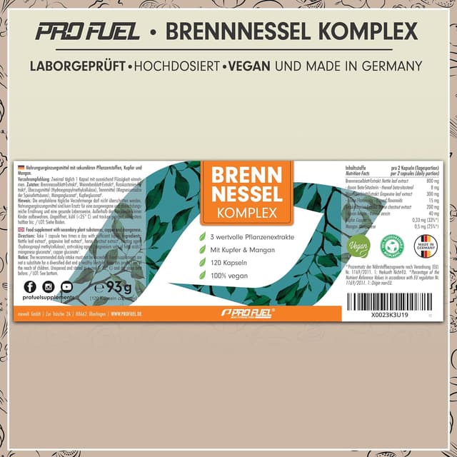 Detalle 2 de Brennesselkapseln 120er Brennnessel-Komplex 800 mg