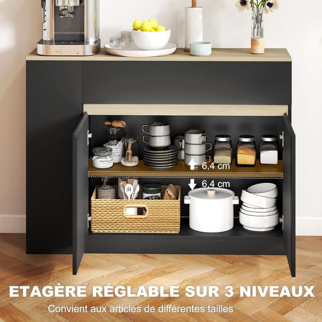 Detalle de HOMCOM buffet rangement 110 x 29,5 x 82 cm