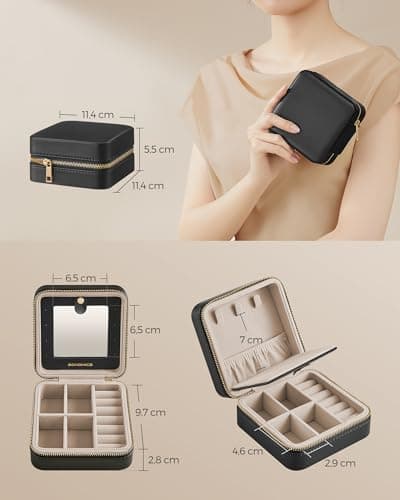 Detalle de SONGMICS caja joyero de viaje 11,4 cm