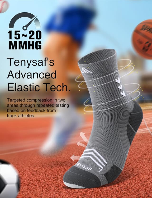 Detalle de Lounwee Compression Sport Running Socks (Crew) with Arch Support