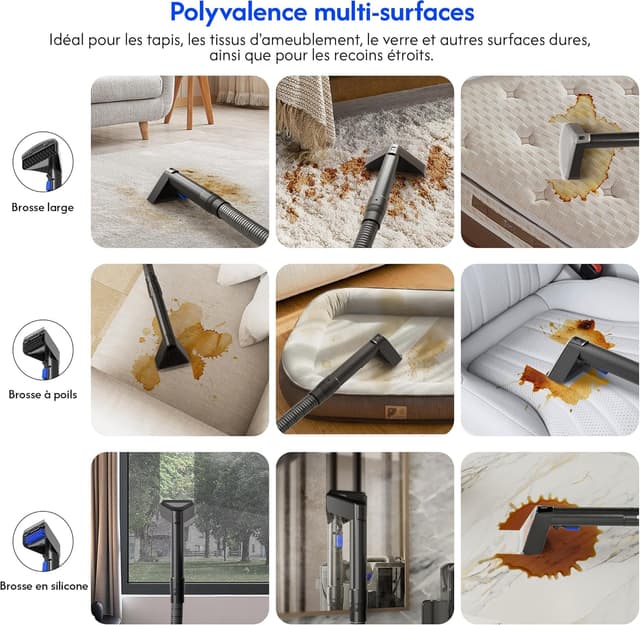 Detalle de Blutan B Flowyfresh Waschsauger für Polster, Teppich, Fenster und Auto – Nass-Trockensauger mit 13 kPa und 1,8 l + 0,8 l Tanks