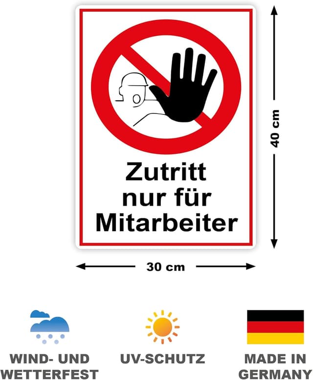 Detalle 2 de STROBO XXL Zutritt nur für Mitarbeiter 30 x 40 cm