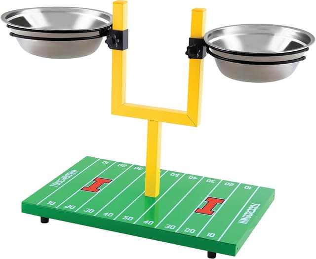 Detalle 2 de NCAA Illinois Fighting Illini Goalpost Football Field Dog Feeder with Adjustable Elevated Bowls