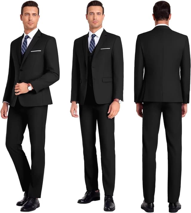 Detalle de Orange Slim Fit 3-Piece Men’s Suit for Groomsmen (Notched Lapel Jacket + Vest + Pants)