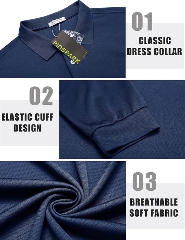 Detalle 1 de PINSPARK Polo da uomo maniche lunghe UPF 50+