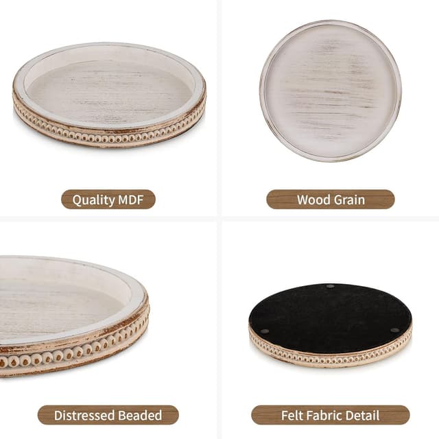 Thumbnail 5 de Hanobe Round Wooden Tray for Coffee Table Decor 🟡