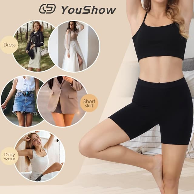 Detalle 2 de YouShow pantaloncini sottogonna donna antistress/sfregamento senza cuciture (pacco da 3)