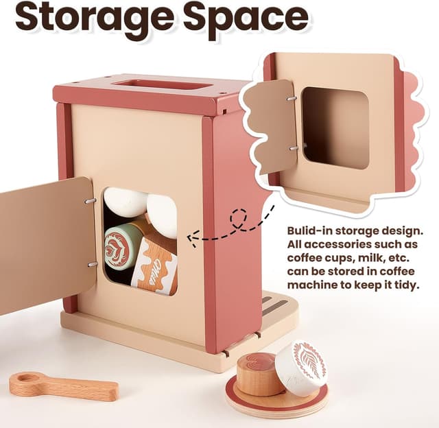 Thumbnail 3 de BUYGER Kids Wooden Coffee Machine Toy