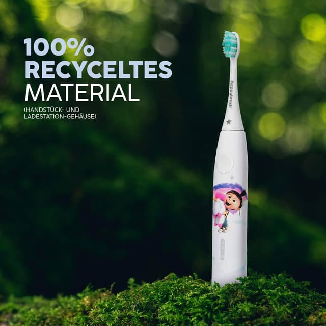 Detalle de happybrush Kids Schallzahnbürste inkl. 3 Aufsteckbürsten – Paw Patrol & Minions Agnes Einhorn-Design