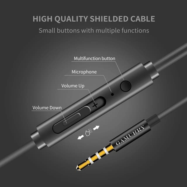 Detalle de GAMURRY Auricolari In-Ear con cancellazione del rumore, microfono e controller 3,5 mm per Samsung, Xiaomi, Huawei