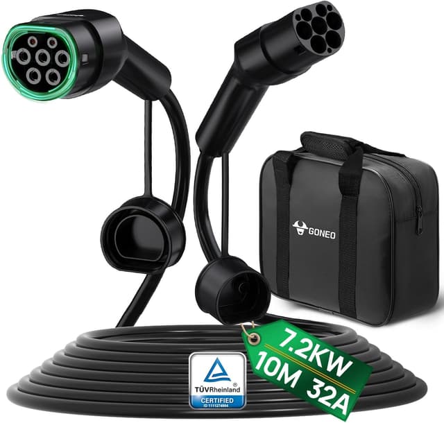 Detalle de GONEO Tipo 2 cavo di ricarica 7,2kW 10 m, 32A monofase, modalità 3 (con custodia per trasporto)