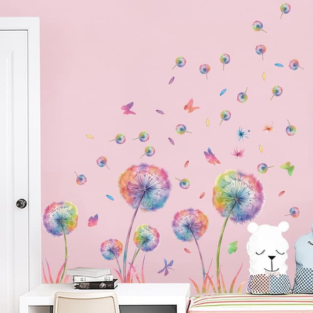 Detalle de KAIRNE Wandtattoo „Pusteblume“ – bunte Blumen- und Schmetterlings-Wandsticker für Kinderzimmer & mehr