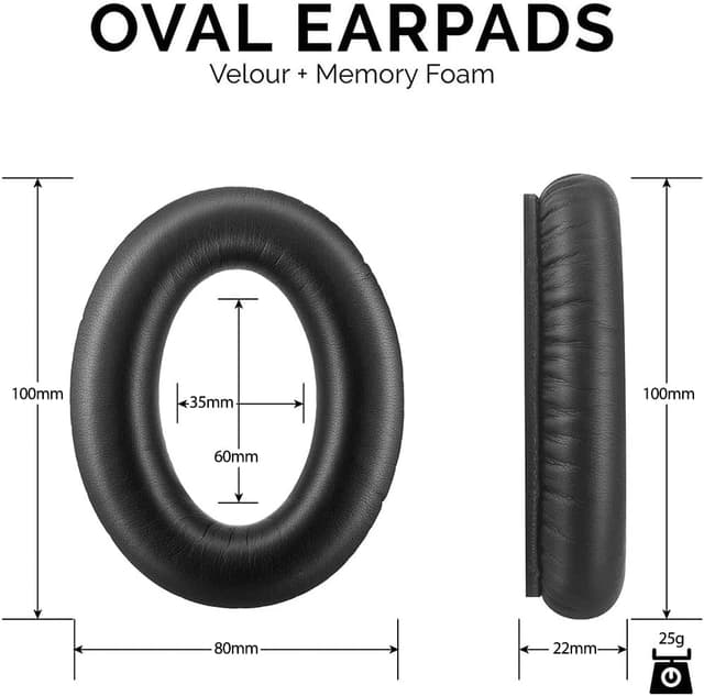 Detalle de Headphones Replacement Ear Pads for Bose QuietComfort 35/35 II (QC35/QC35 II) – Premium Memory Foam & Protein Leather, Easy Install (Black)