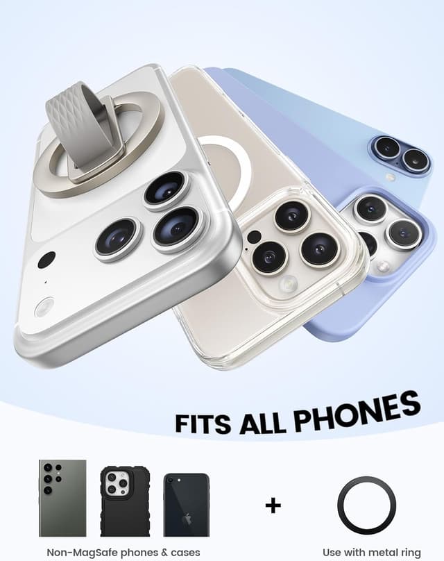 Detalle 2 de Lamicall Magnetic Phone Grip Holder for MagSafe with Soft Silicone Loop (Titanium)