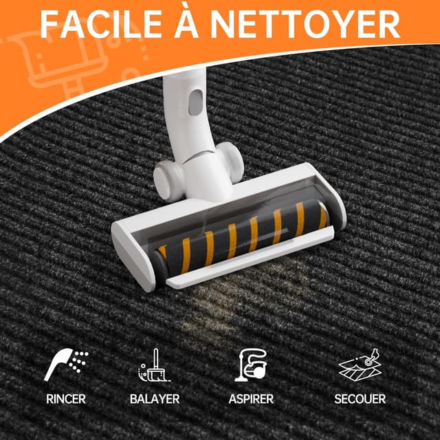 Detalle de HOMEK Paillasson d’extérieur pour entrée 60 x 180 cm – grand tapis gris foncé résistant à la pluie