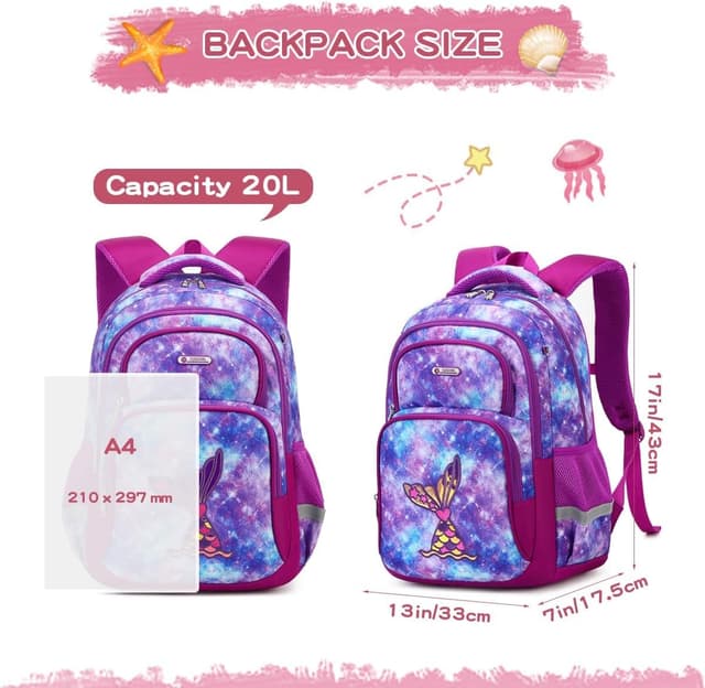 Detalle 2 de Cusangel Kinderrucksack für Mädchen & Jungen (Teenager), ergonomischer Schulrucksack mit Brustgurt, wetterfest, 20L, 43 x 33 x 17,5 cm