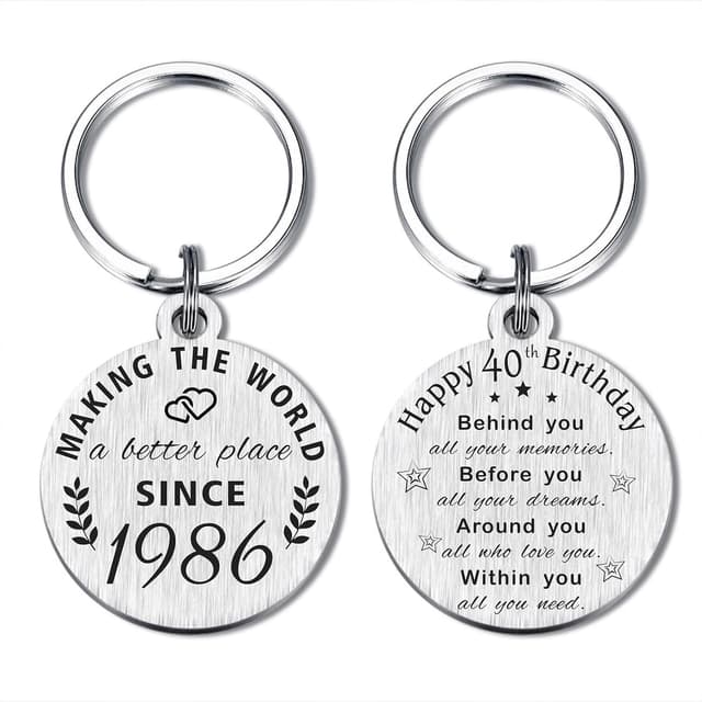 Detalle de 40th Birthday keychain 1986 stainless steel gift
