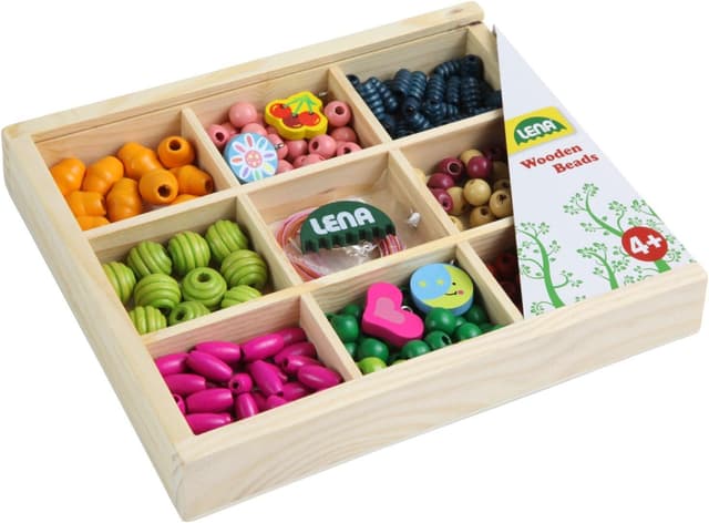 Detalle de Lena 32012 – Kit de bricolage perles en bois à enfiler (290 pièces) en coffret