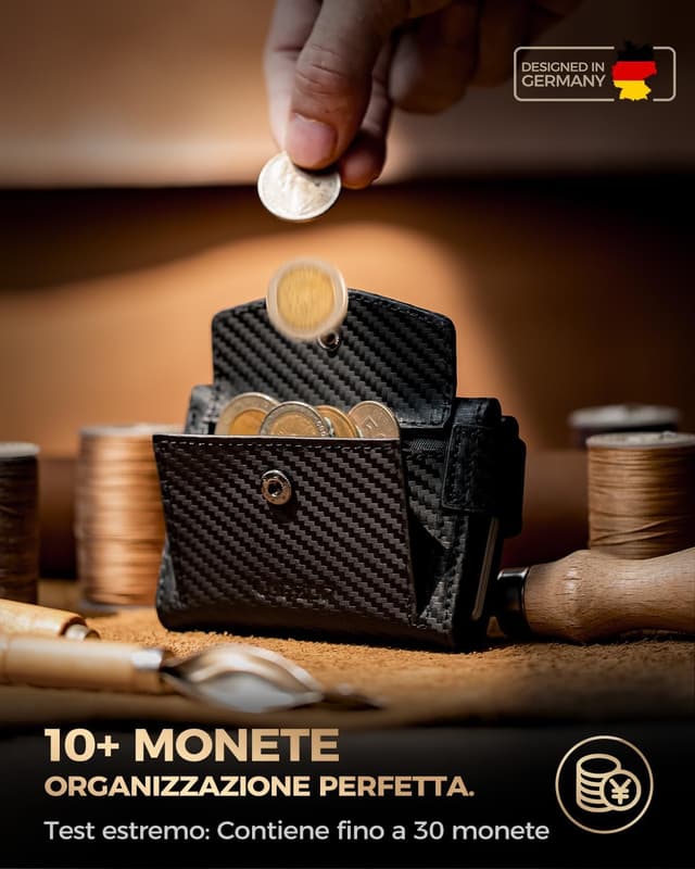 Detalle 2 de LORZOR Portafoglio Uomo Slim con Portamonete XXL 2 cm