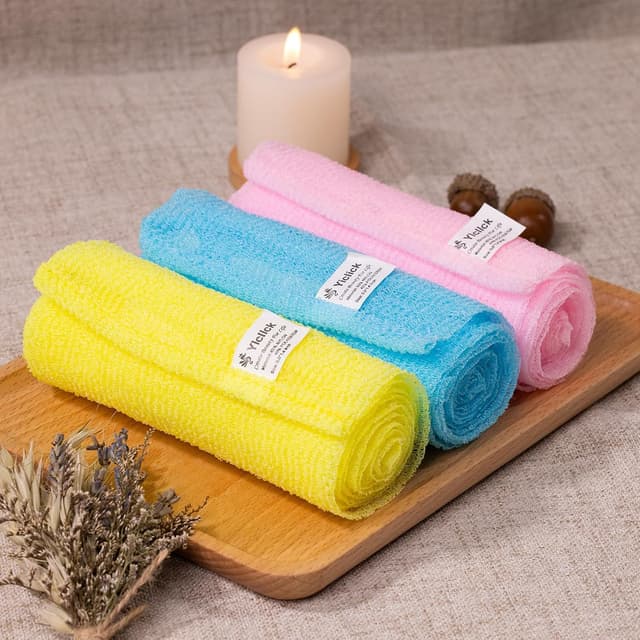 Detalle 2 de Yiclick Exfoliating Washcloth Towel (3-Pack) — Japanese/Korean-Style Back Scrubber for Shower, Bath & Travel