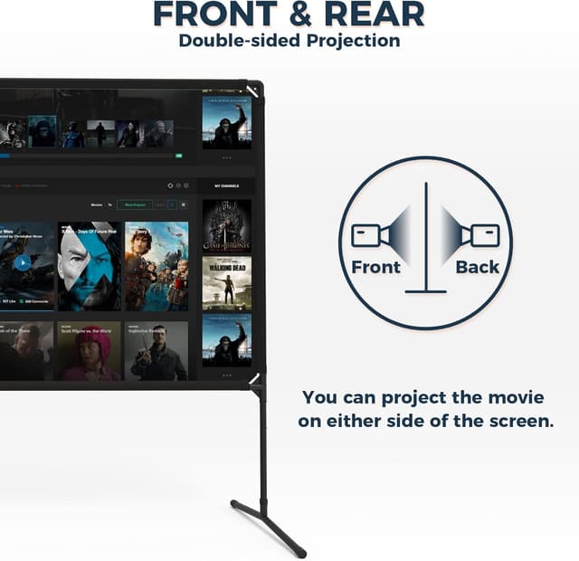 Detalle 2 de 100" Movie Projector Screen with Stand – 16:9 HD foldable portable screen for indoor & outdoor projection