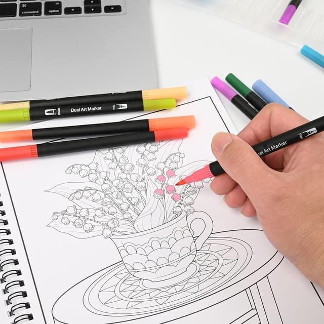 Detalle de Zylota Colouring Book for Adults: Malbuch-Set für Erwachsene mit Marker-Set und 30 Motiven