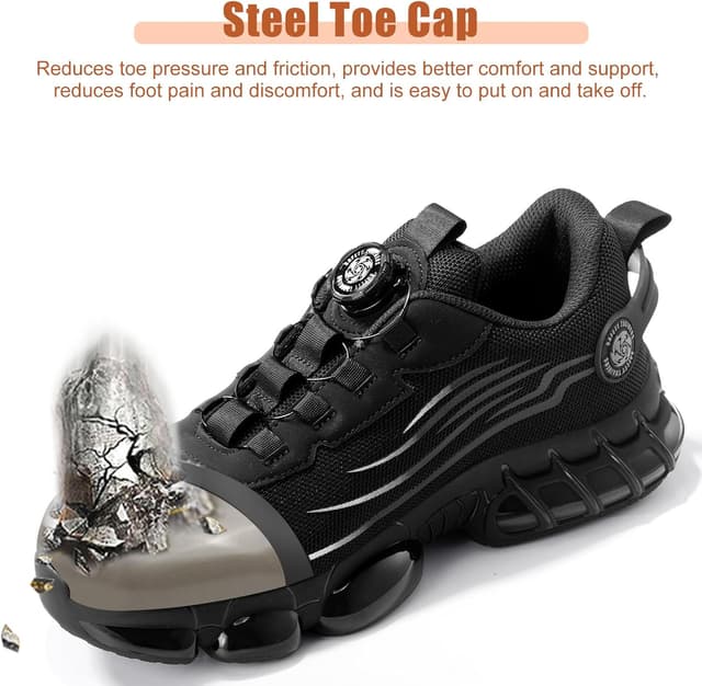 Detalle de Safety Trainers for Men & Women with Steel Toe Cap, Anti-Slip & Puncture-Resistant Kevlar Midsole