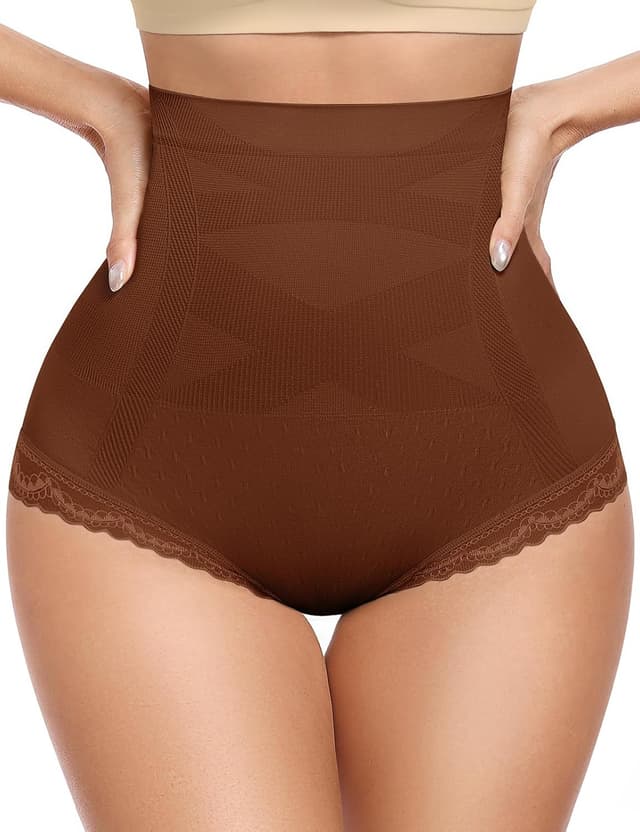 Thumbnail 6 de Culotte gainante Wiepux ventre plat à dentelle, sans couture (seconde peau) – noir, nude, café