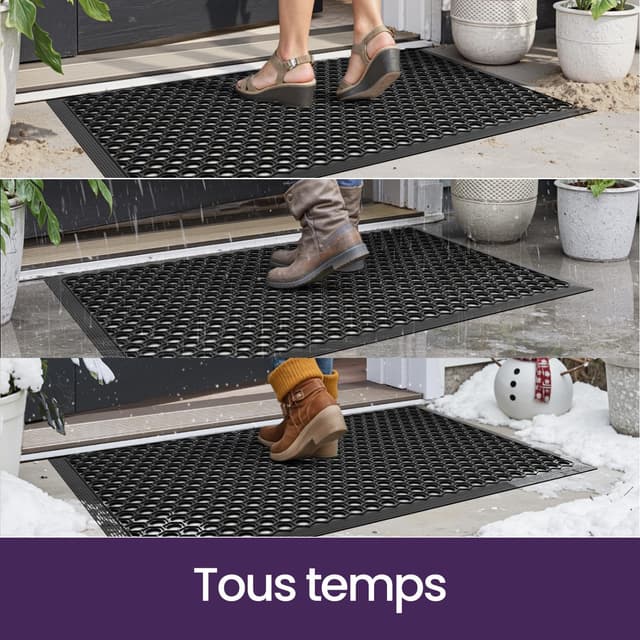 Detalle de DEXI Paillasson extérieur antidérapant 80 x 120 cm avec trous de drainage