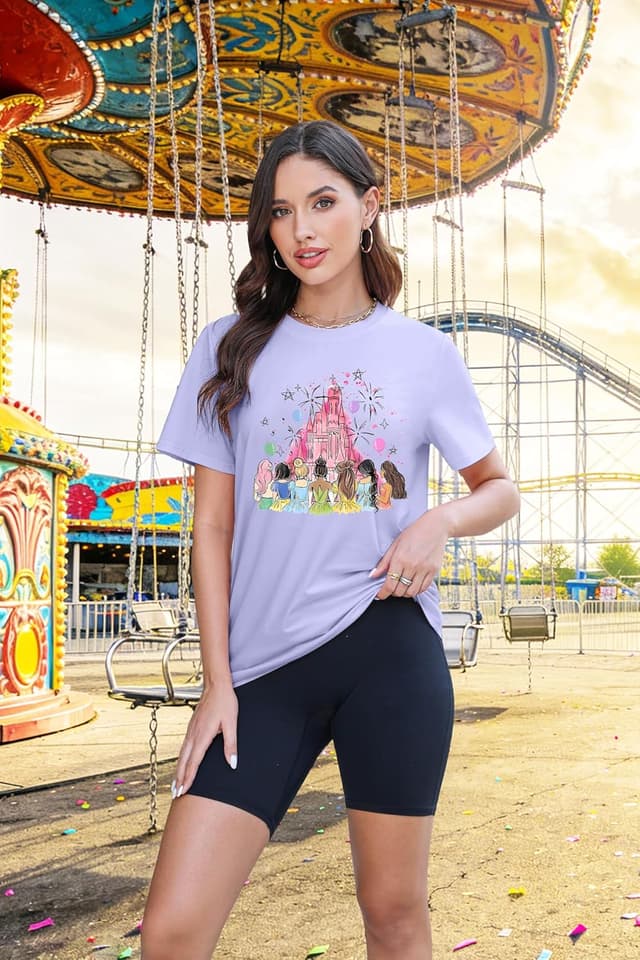 Detalle de Magical Princess Shirts for Women: Magic Kingdom Princess Graphic T‑Shirt (Family Vacation Tee)