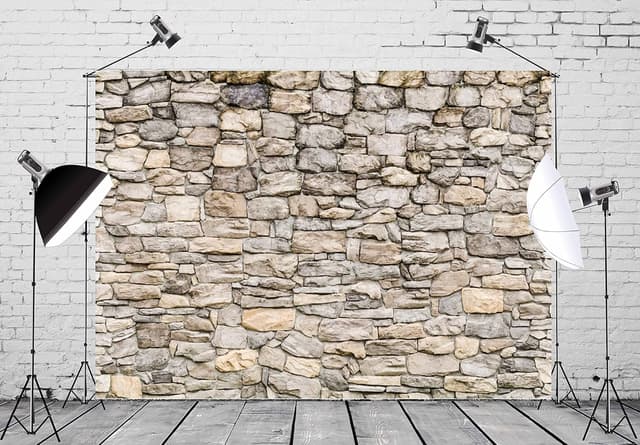Detalle de BELECO 2.1x1.5m fabric rock stone wall backdrop (vintage brick/rock) for photoshoots & parties