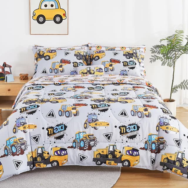 Thumbnail 6 de Mooreeke Kids Twin Comforter Set (6-Piece) in Excavator Grey – Microfiber Bedding “In a Bag”
