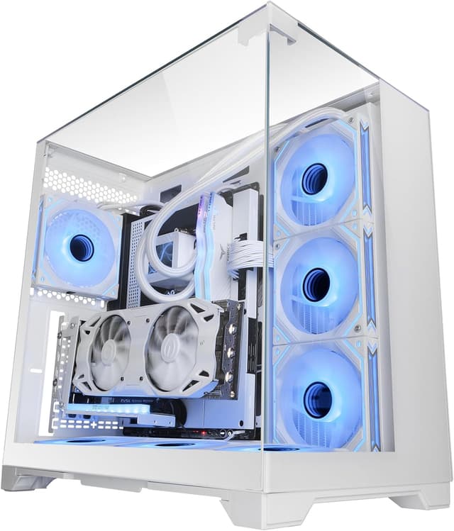 Detalle de Mars Gaming MC-VISION case gaming ATX bianco con triplo vetro temperato e supporto liquido fino a 360 mm