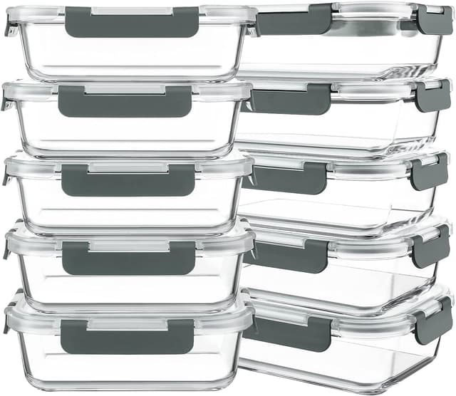 Detalle de KOMUEE 30oz Glass Meal Prep Containers 🍱