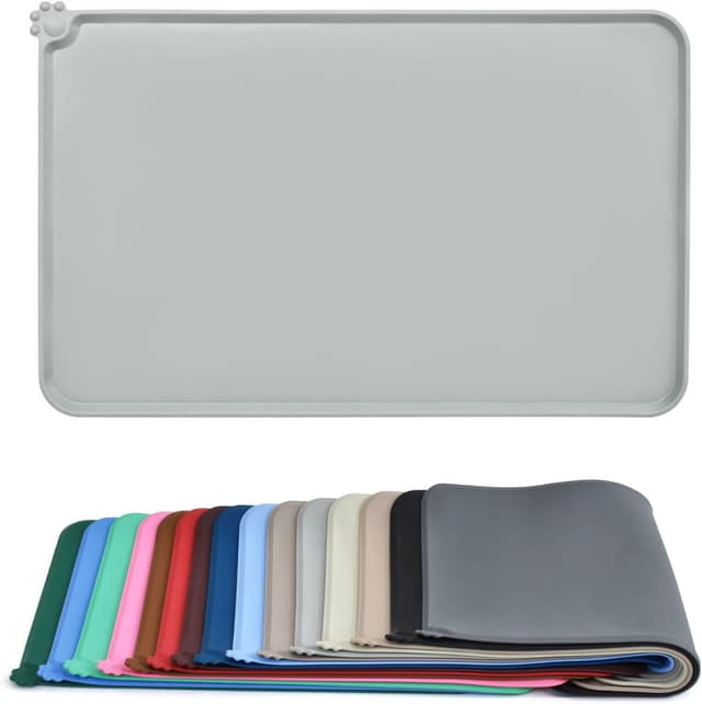 Detalle de AUDWUD Silicone Waterproof Pet Feeding Mat (47 x 30 cm) with Anti-Slip Border