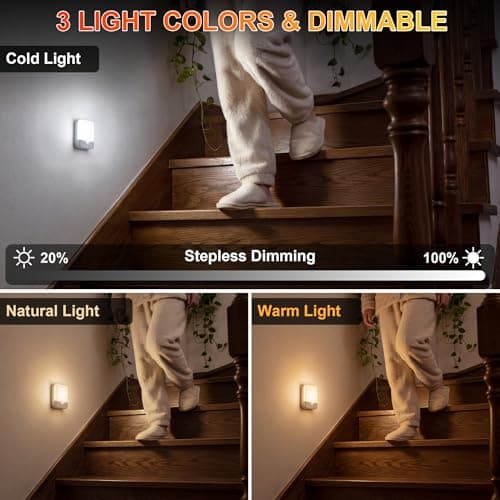 Detalle 2 de daphomeu 6 luces nocturnas recargables con sensor de movimiento y 3 colores (regulables)