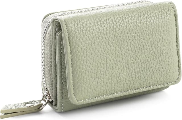 Detalle de RRANCharltu Damen Geldbörse klein mit Reißverschluss, 6 Kartenfächer und Münzfach – Grün