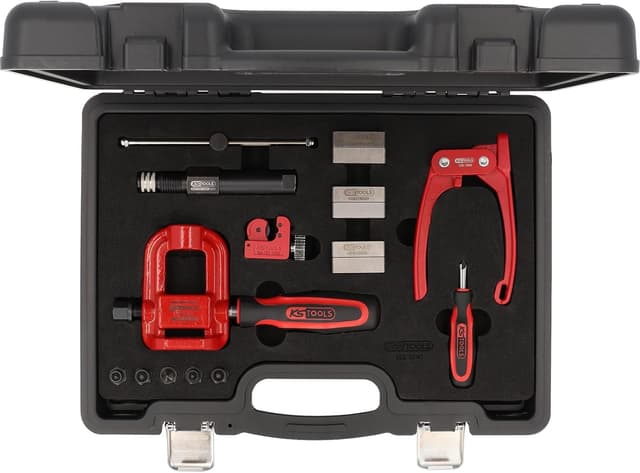 Detalle de KS Tools 122.1290 – Appareil à collet pour durite de frein, sans démontage de la conduite (16 pièces)