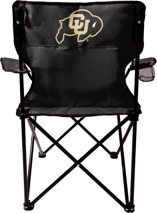 Detalle de Logo Brands NCAA Portable Quad Chair with Armrests, Built-In Cup, Carry Bag
