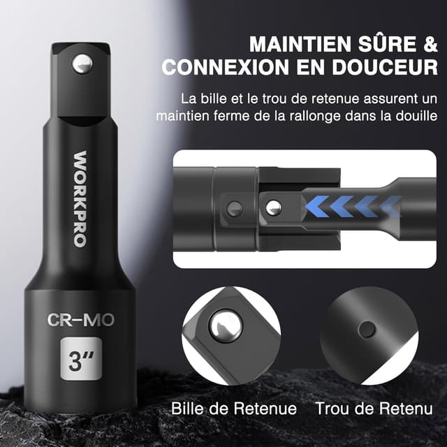 Thumbnail 4 de WORKPRO Douilles à Choc 1/2 Flip CR-Mo