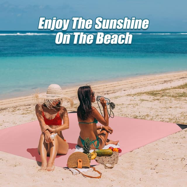 Detalle de Odoland Outdoor Pocket Travel Blanket Beach Mat (Waterproof, Sand Proof) – Picnic Blanket, Pink