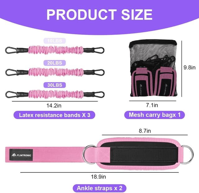 Detalle de flintronic : sangle de cheville réglable pour musculation et poulie (avec double anneau D)